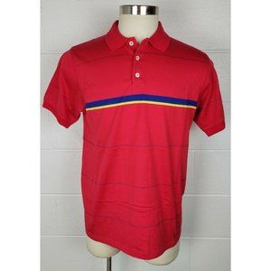 Vintage Mens Gant Rugger Red‎ Blue Stripe Cotton Polo Shirt USA L